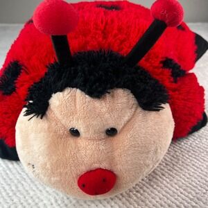 Pillow Pets Ladybug Plush Red Black Spotted Stuffed Animal Folding Pillow 2010